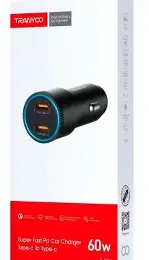 CARGADOR TIPO C CHUPETE 12VOLT TRANYCO P-C24 60W